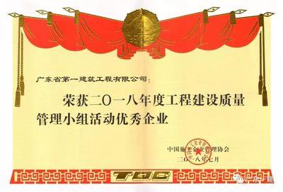 喜報(bào):我司榮獲 “2018年度工程建設(shè)質(zhì)量管理小組活動(dòng)優(yōu)秀企業(yè)”等多個(gè)獎(jiǎng)項(xiàng)